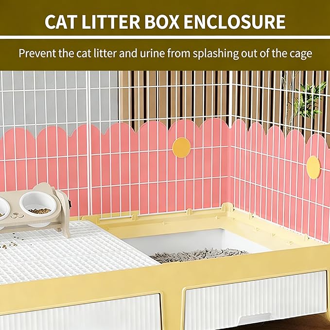 Oneluck Large Cat Cage On Wheels,Cat Enclosure with Litter Box Ideal for 1-3 Cats,Catio 35.5" L x 21.6" W x 62.2" H,Kennel for Cats