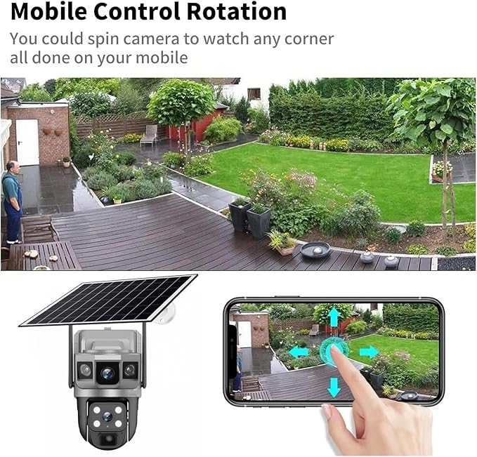 for Outdoor Camera Battery CCTV Monitor 4G SIM Card Network IP Security Pet Camera Motion Detection 3 Screen PTZ Camera(WiFi CCTV 32G Card)