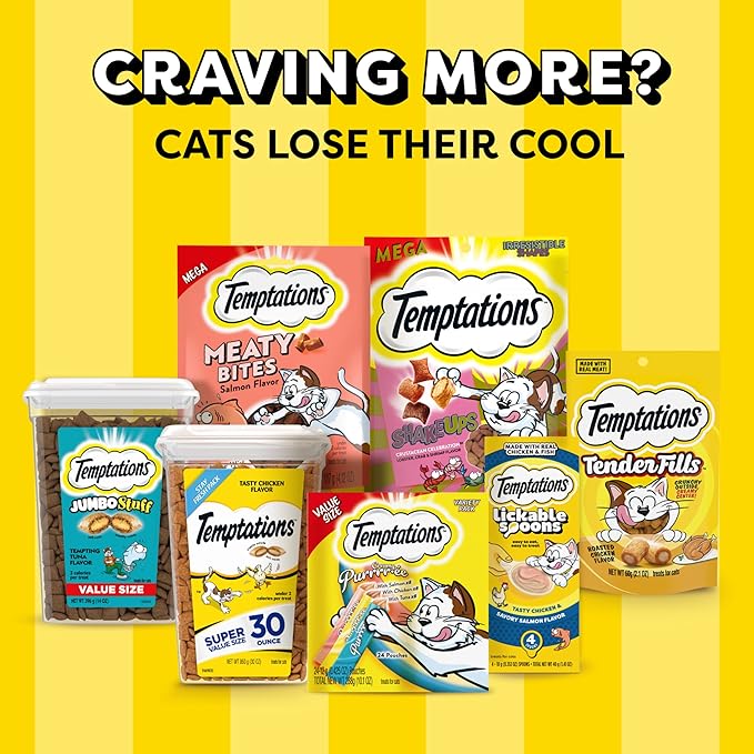 Temptations Cat Treats Indoor Care, Classic Crunchy and Soft Cat Treats, Tasty Chicken Flavor, 4.9 oz. Pouch (Pack of 10)