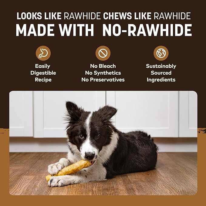 Earth Animal No Hide Chews - Long Lasting Rawhide Free Medium Dog Chews Rolls, Venison - 2 Count