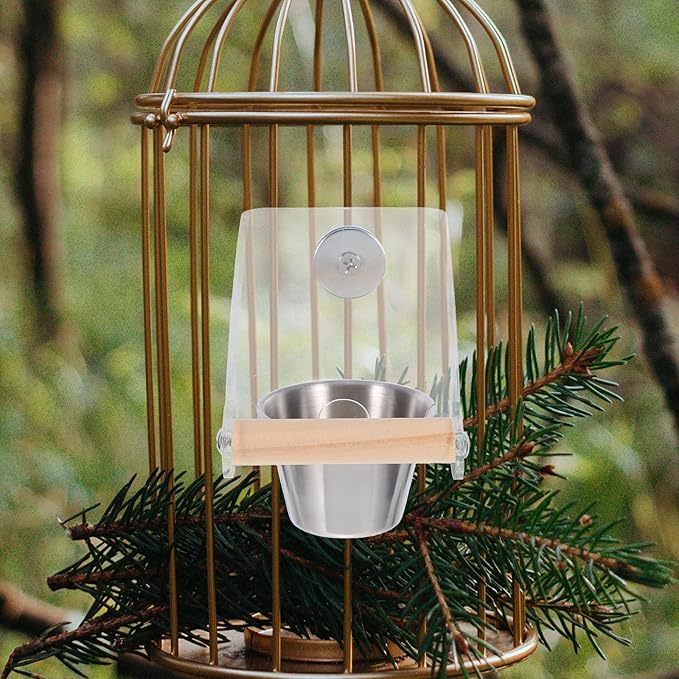 Yardwe Automatic Bird Feeder and Drinker Cup Small No-Spill Cage Food Dish for Parakeets Pigeons Pet Birds Feeding and Watering Supplies