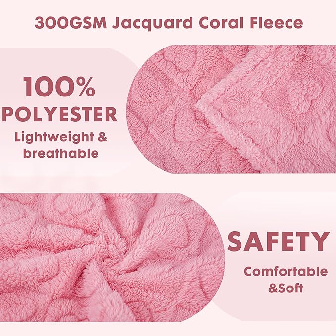 gogobunny Calming Plush Dog Cat Blanket 300GSM Coral Fleece, Ultra-Soft Machine Washable Pet Bedding for Small Medium Dogs Cats Puppies Kittens (Pink, 60x80)