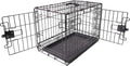 Amazon Basics - Durable,Foldable Metal Wire Dog Crate with Tray, Double Door, Divider, 22 x 13 x 16 in, Black