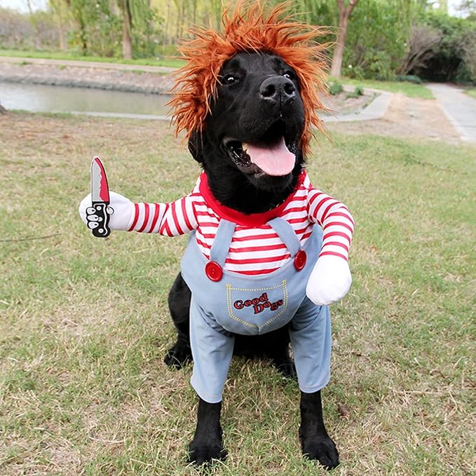 Pet Deadly Dog Costume, Cute Dog Cosplay Halloween Christmas Funny Pet Clothes Party Costume for Small Medium and Large Dogs (Small)