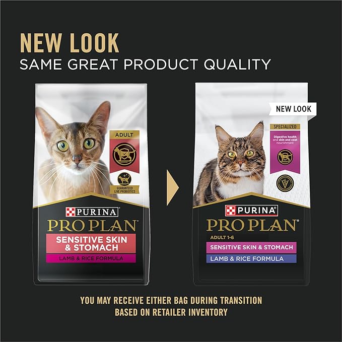 Purina Pro Plan Sensitive Skin and Stomach Cat Food, Lamb and Rice Formula - 7 lb. Bag