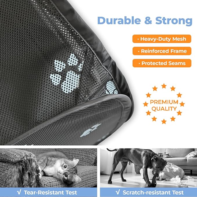 EighteenTek® 2-in-1 Cat Playpen, 58''Pop Up Dog Pet Playpen for Indoor Outdoor Cats Enclosed, Portable Pet Playpen, Kitten Puppy Foldable Play Pen Cat Dog Tent Crate Cage Kennel(S, 58" Lx29Wx17H)