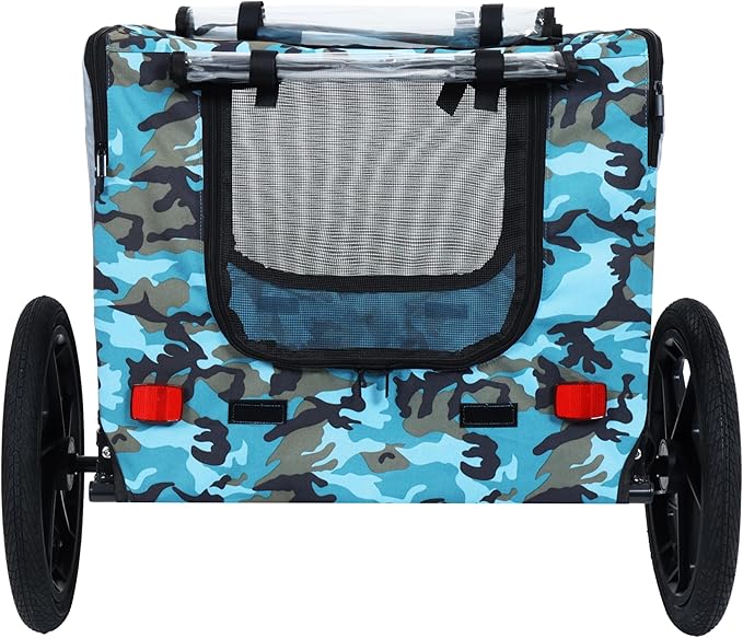 Heavy Duty Dog Bike Trailer with 16" All-Terrain Wheels & Universal Hitch, Foldable Pet/Cargo Carrier for Bicycles, Camping, Hiking