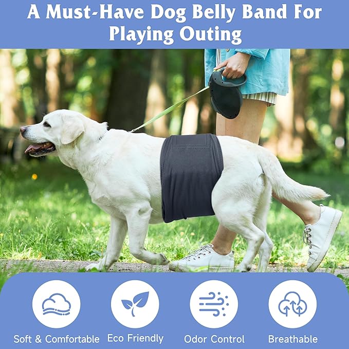 5 Pack Dog Diapers Male Reusable, Premium Belly Bands for Dogs, High Absorbing Male Dog Pee Wraps for Doggie in Incontinence or Excitable Urination Gray,Green,Brown XL