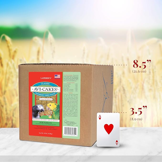 LAFEBER'S Classic Avi-Cakes Pet Bird Food, Made with Non-GMO and Human-Grade Ingredients, for Parrots, 20 lb…