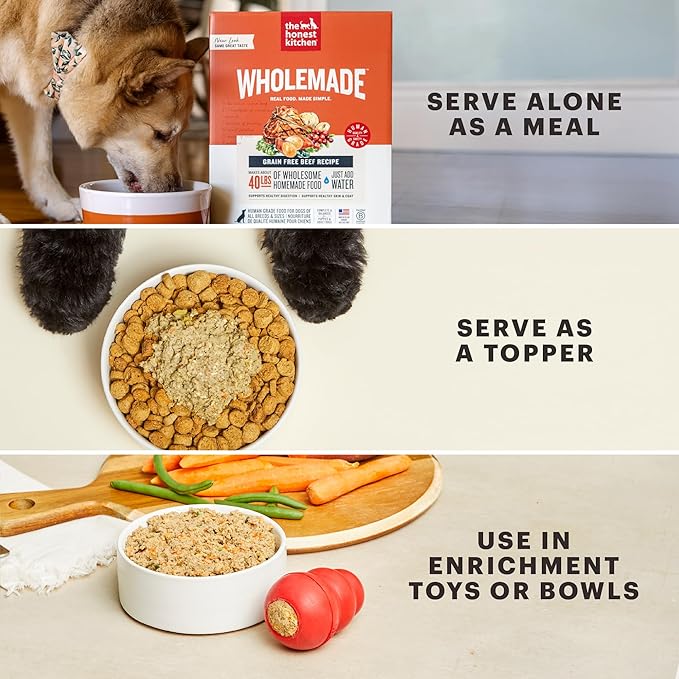 The Honest Kitchen Human Grade Wholemade™ Dehydrated Grain Free Dog Food - Complete & Balanced Meal or Topper - Chicken, 10 lb Box