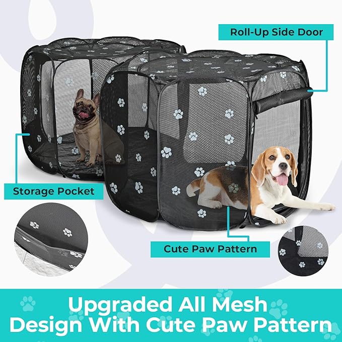2-in-1 Cat Playpen with Pee Pad, 72''Pop Up Dog Pet Playpen for Indoor Outdoor Cats Enclosed, Portable Pet Playpen, Kitten Puppy Foldable Play Pen Cat Dog Tent Crate Cage Kennel(M, 72" Lx36Wx24H)