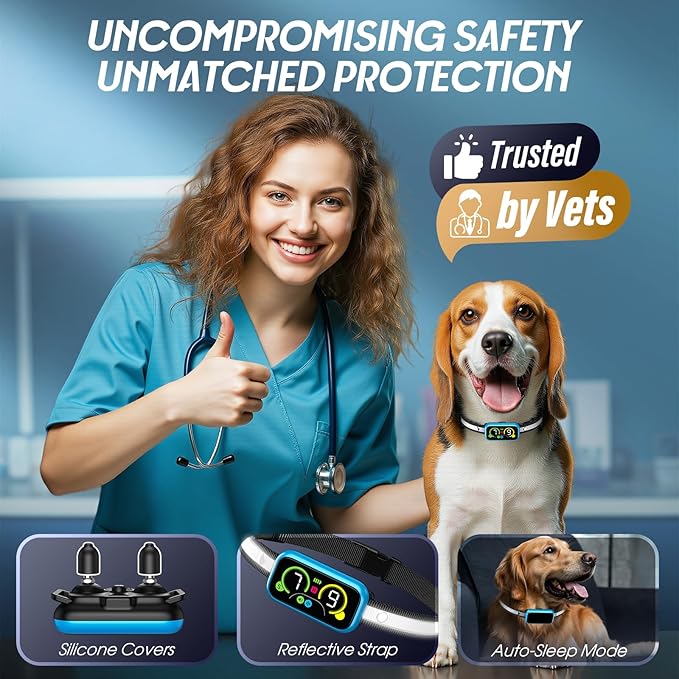 Dog Bark Collar Pro, Instant Bark Solution, Smart Anti Barking Device with 4 Correction Modes, Fast-Acting Barking Collar for for Large Medium Small Dogs 5-150lbs, Ideal for Home & Outdoor Use