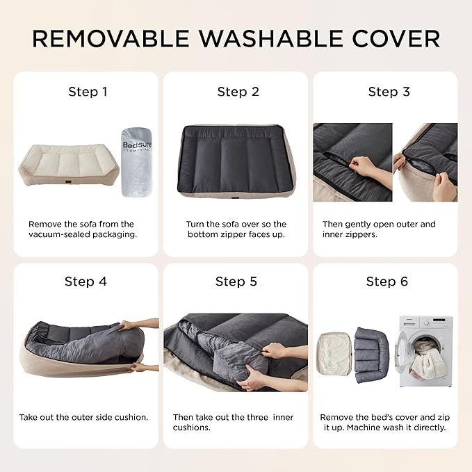 Bedsure SupportMax Orthopedic Dog Bed Medium Size Dog - Extra Thick Supportive Medium Dogs Beds with Waterproof Washable Cover, Comfort Pet Bed Sofa with Soft Sherpa and Nonskid Bottom, Grey, 35"