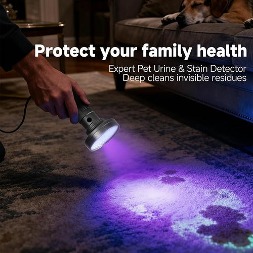 100 LED 395nm UV Flashlight Black Light, Portable Ultraviolet Torch for Pet Urine Detection, Stains, Scorpions, and Bed Bugs – High Power UV Lamp (Batteries Not Included)