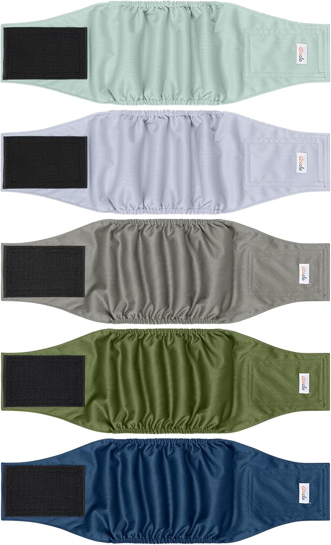 5 Pack Dog Diapers Male Reusable, Premium Belly Bands for Dogs, High Absorbing Male Dog Pee Wraps for Doggie in Incontinence or Excitable Urination Green XL