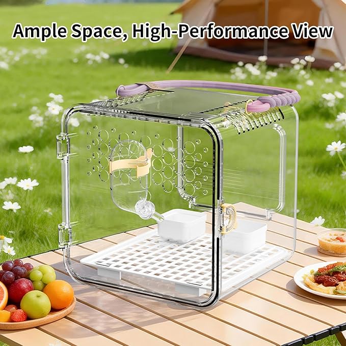 Bird Carrier - Transparent Portable Breathable Cage, Lightweight Travel Pet Backpack, Clear Viewing Comfort Design | Parakeets Conures Canaries Budgies for Parakeets Conures Canaries Budgies