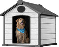 EHHLY 46" Large Dog House Outdoor Weatherproof, 3XL Big Dog House for Large Dog Outside, Insulated Igloo Pet House with Elevated Floor, Extra Durable Resin Plastic, 46Lx40Wx40H, Cemented Grey