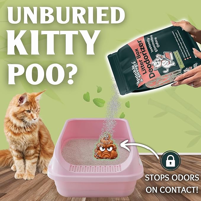 Litter Box Deodorizer (2 Pack) | Cat Litter Deodorizer | Smell Control for Cats | Non-Toxic & Safe for Kittens | Home Odor Neutralizer | Kitty Litter Freshener | Sprinkle & Sweep | Made in USA