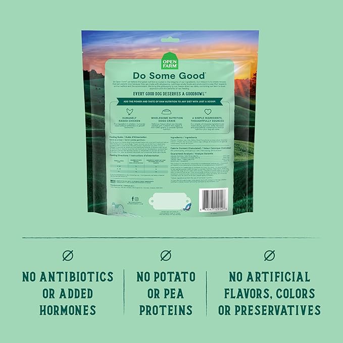 Open Farm Goodbowl Dog Food Topper, Freeze Dried Raw, Harvest Chicken & Wholesome Non-GMO Grains Recipe, 8oz Bag