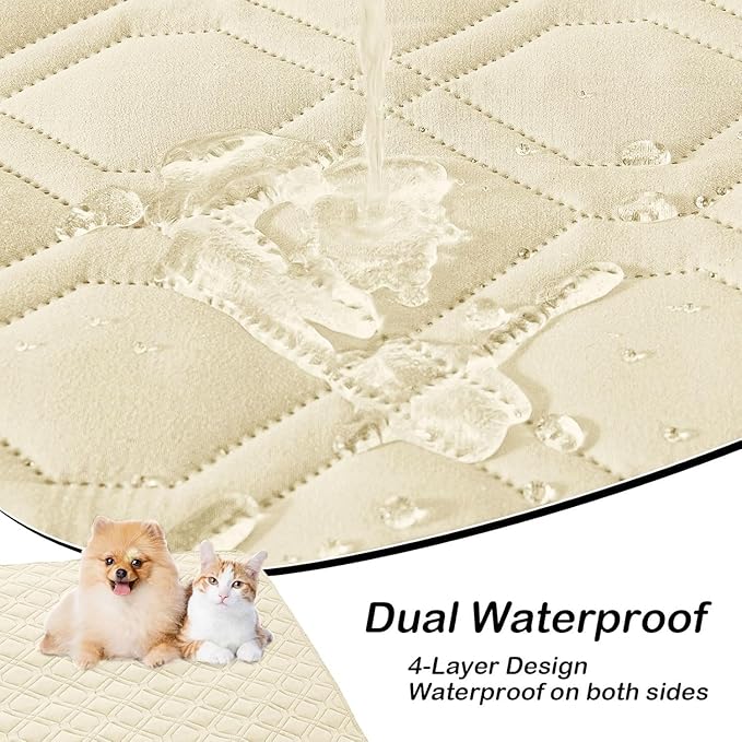 hyha Waterproof Dog Bed Blanket, Soft Pet Blankets, Waterproof Couch Cover for Dogs, Reversible Sofa Covers Washable for Furniture (40x70 Inch, Beige/Beige)