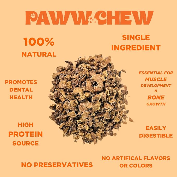 Paww Chew Beef Lung Dog Treats - 100% Natural, Single Ingredient, (2.5 Pound) Made in the USA, Dried & Dehydrated, High Protein High Value Dog Training Treats, Grain Free, Low-Odor Free for All Breeds
