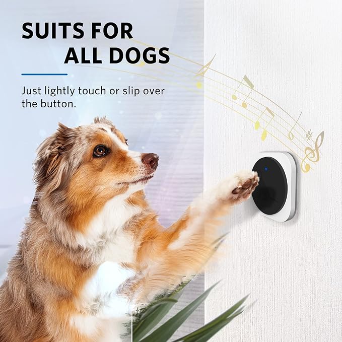 Dog Bell for Door Potty Training, Wireless Doggie Door Bell Operating at 1000 Feet with IP65 Waterproof Touch Button, CD Quality Sound & 4 Notification Modes