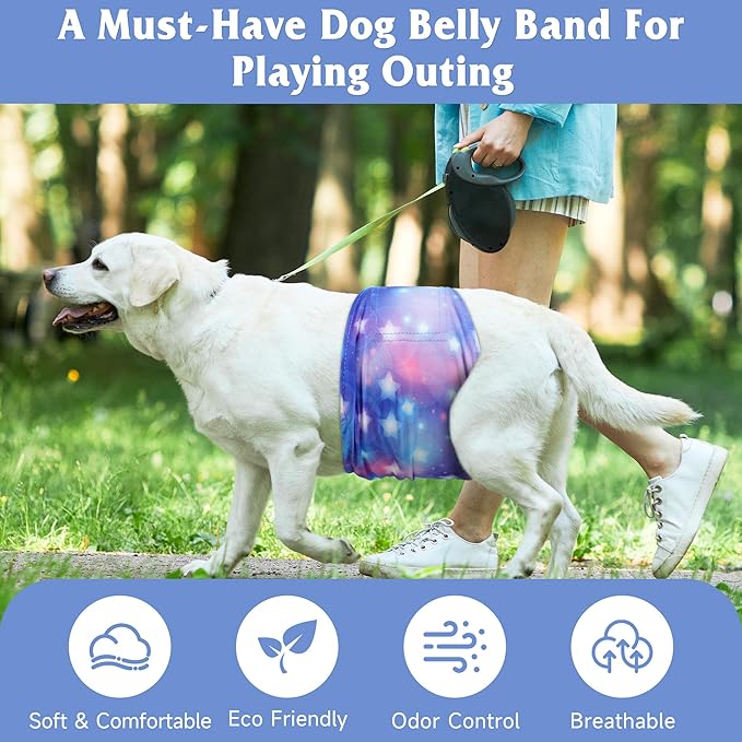 5 Pack Dog Diapers Male Reusable, Premium Belly Bands for Dogs, High Absorbing Male Dog Pee Wraps for Doggie in Incontinence or Excitable Urination Galaxy XL