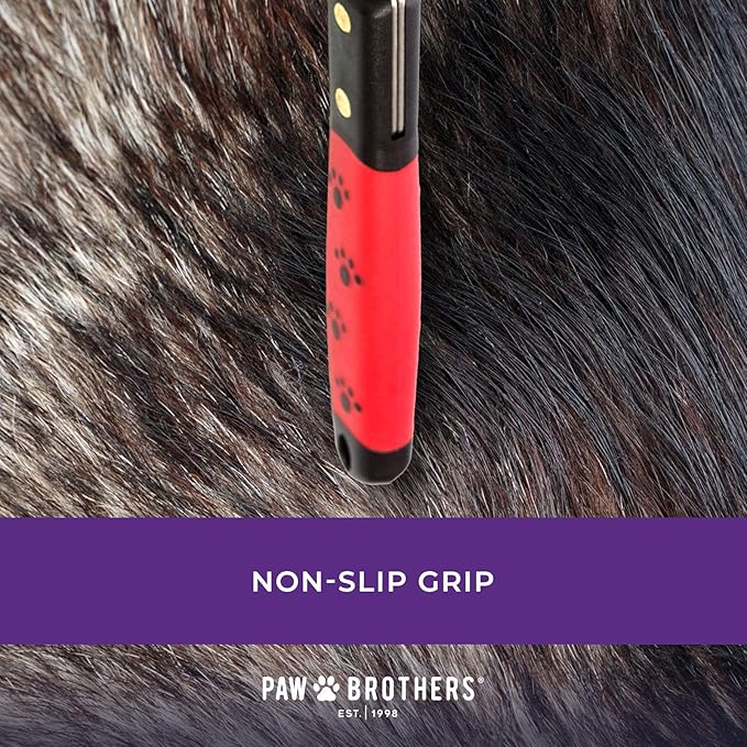 RYAN'S PET SUPPLIES Paw Brothers 13-Blade Coarse Double Wide Dematting Undercoat Rake for Dogs and Cats, Professional Grade, Dog Shedding Brush, Stainless Steel Blades, Rounded Gentle Teeth