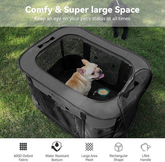 Dog Playpen,Cat Pet Puppy Pen,Portable Playpens for Dogs Indoor Outdoor Travel Camping Use,Foldable Dog Kennel Tent Crate for Rabbit Small Animals with Carrying Case (Dark Grey, Small)