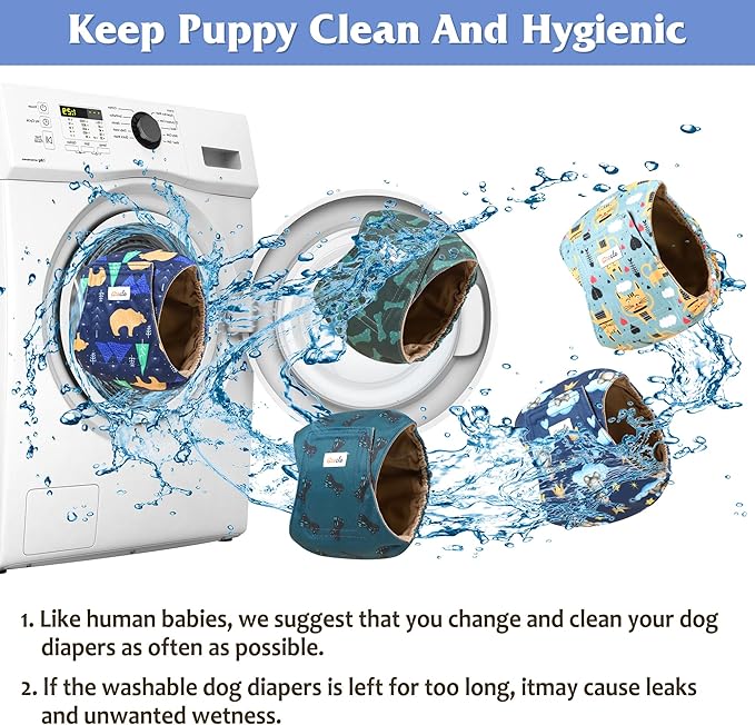 5 Pack Dog Diapers Male, Premium Belly Bands for Dogs, High Absorbing Male Dog Pee Wraps for Doggie in Incontinence or Excitable Urination and Training XS