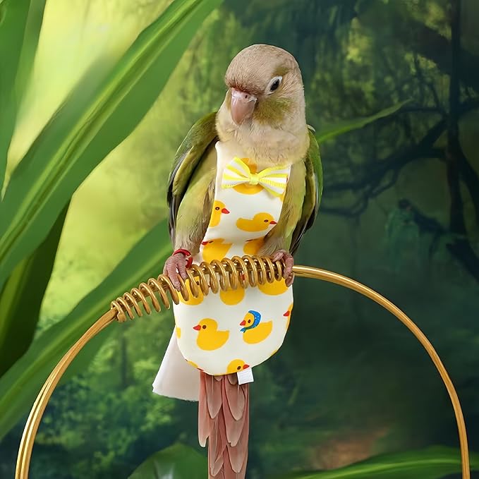 6Pcs Bird Diapers Bird Harness Flight Suits Diapers Reusable Parrot Nappy with Waterproof Inner Layer Washable Cute Urine Wet Suit Costume for Cockatiel Conure Budgie Macaw Parakeet, M