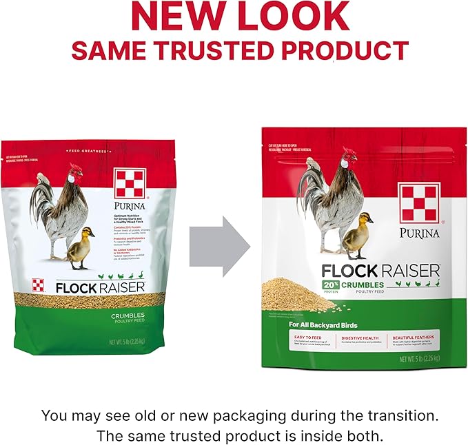 Purina Flock Raiser Crumbles Poultry Feed Nutritionally Complete - 5 Pound (5 lb) Bag