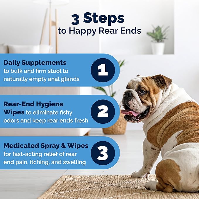 Vetnique Glandex Medicated Dog Butt Wipes or Spray for Dog Scooting - Topical Anti Itch Skin Relief for Soothing Inflamed Anal Glands in Dogs & Cats - Fast Acting Formula (4oz Spray)