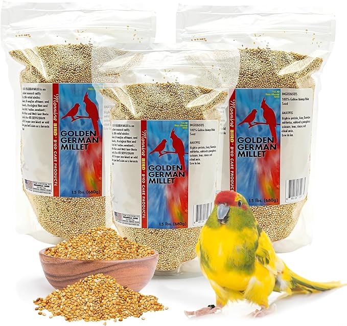 Morning Bird Golden German Millet 4.5 lbs (3-Pack, 1.5 lbs Each) – Natural Millet Seed for Birds – Natural Protein & Fiber Source – Easy-to-Digest Daily Nutrition for All Bird Types