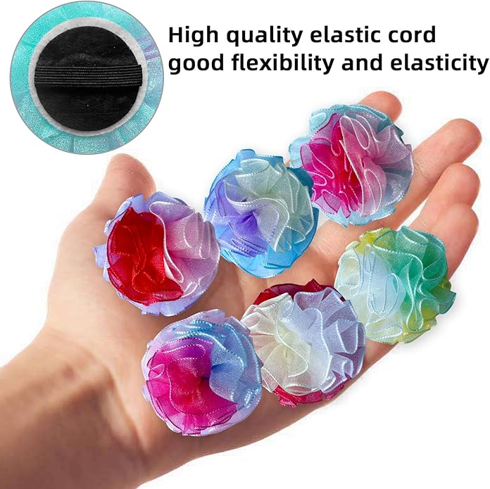 Dog Collar Flowers Accessories, 6 Pack Flower Charms for Dog & Cat Collars, Elastic Slide-On Decorative Flowers for Pet Collars