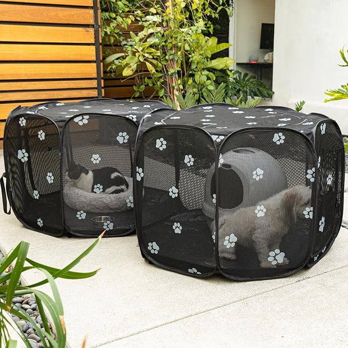 EighteenTek® 2-in-1 Cat Playpen, 58''Pop Up Dog Pet Playpen for Indoor Outdoor Cats Enclosed, Portable Pet Playpen, Kitten Puppy Foldable Play Pen Cat Dog Tent Crate Cage Kennel(S, 58" Lx29Wx17H)