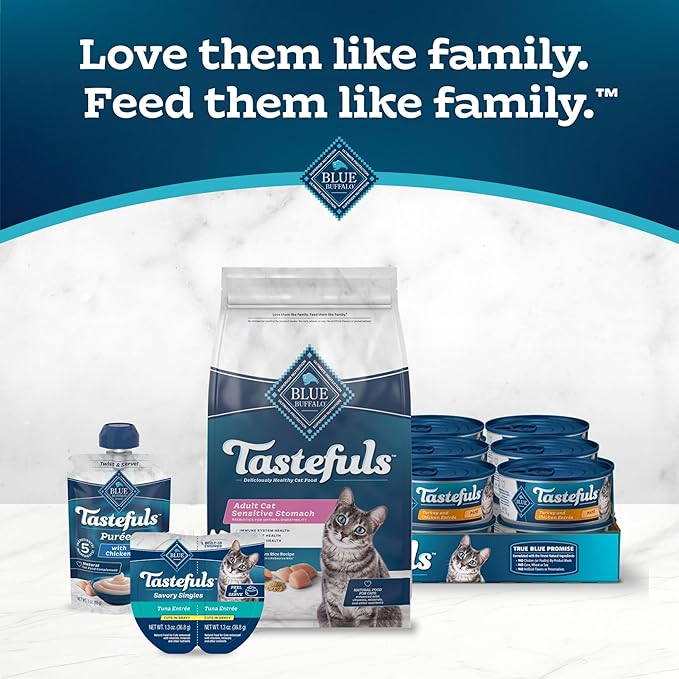 Blue Buffalo Tastefuls Natural Dry Food for Adult Cats, Sensitive Stomach, Chicken & Brown Rice Recipe, 3-lb. Resealable Bag