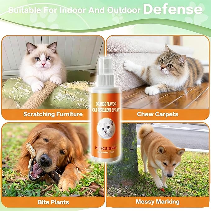 Cat Deterrent Spray Protect Furniture, Sofas, Carpets Cat Repellent Indoor and Outdoor (2pcs)