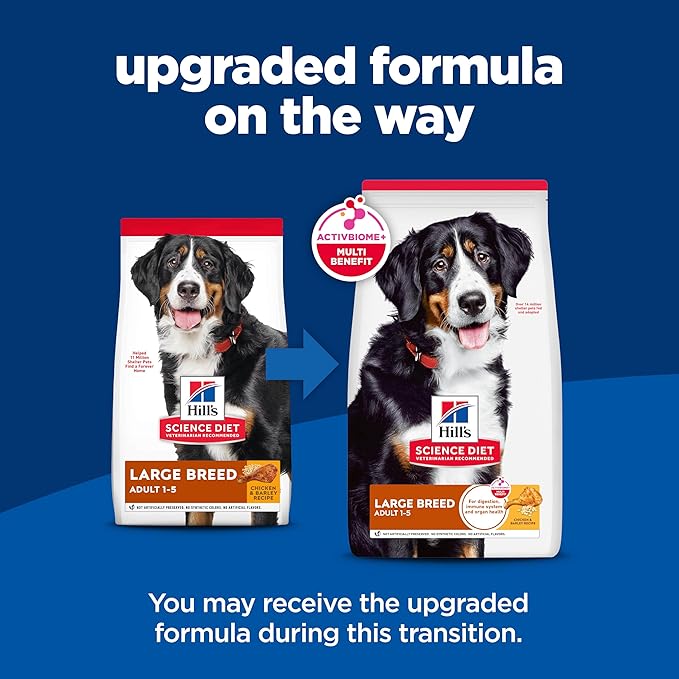 Hill's Science Diet Large Breed Adult Dry Dog Food 1-5, Quality Protein for Joint Support & Lean Muscles, Chicken & Barley, 45 lb. Bag