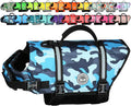 VIVAGLORY Rip Stop Dog Life Vest, Swimming Vest with Handle, Buoyancy for Doggy Puppy, Dog Life Jacket for Swimming & Boating, L, Camo Blue