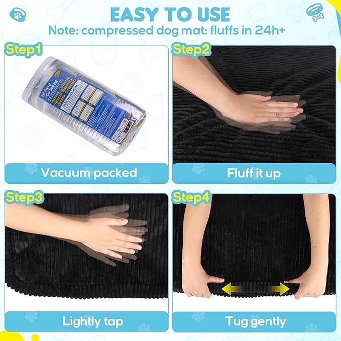 Thickened 4 In Orthopedic Dog Car Bed, Non-Slip Backseat Pet Mat, Removable Washable for SUVs/Sedans/Trucks, Plush Comfort for Large/Senior Dogs, Easy Clean (Black, Medium (50"L×24.6"W×4"H))