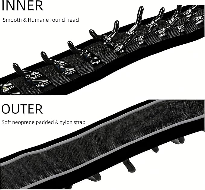 Lightweight Prong Collar for Dogs, Reflective No Pull Dog Collar | Adjustable Size Dog Pinch, Breathable Woven Fabric Air Grid Technology, Martingale Collar for Dogs Training(Black-L)