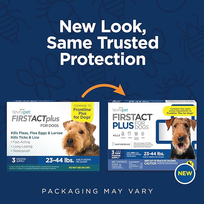 FirstAct Plus Flea Treatment for Dogs, Medium Dogs 23-44 lbs, 6 Doses, Same Active Ingredients as Frontline Plus Flea and Tick Prevention for Dogs