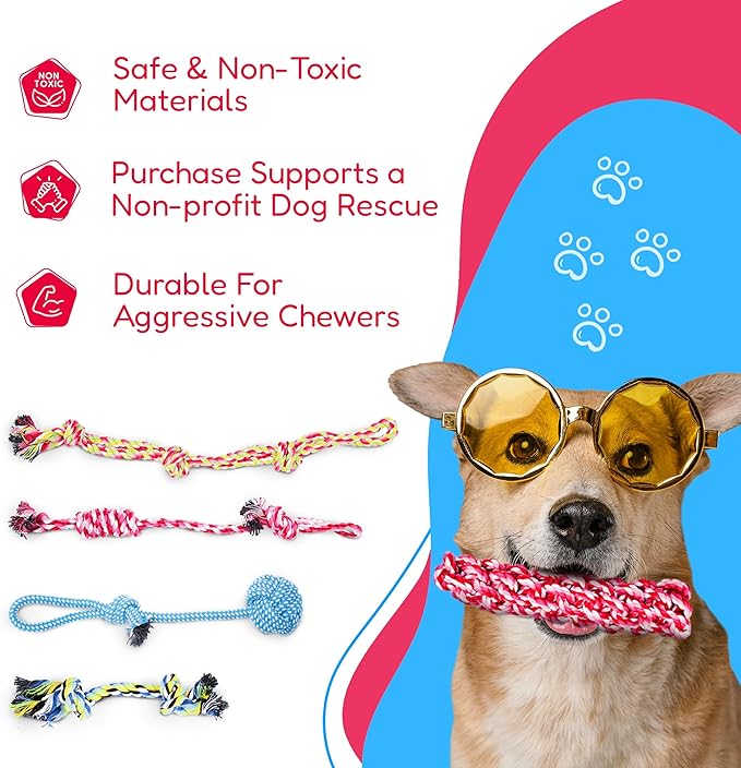 Pacific Pups Products Dog Rope Toys for Medium Dogs 11 Pack (2 Pack)