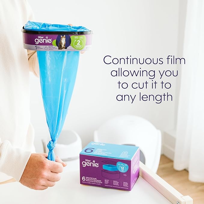 Litter Genie Refill Bags | Stand Alone Genuine Film 6 pk | Compatible with Litter Genie Standard and Jumbo Refills | Ultimate Odor Control Cat Litter Bags | Up to 12 Months of Supply for one cat