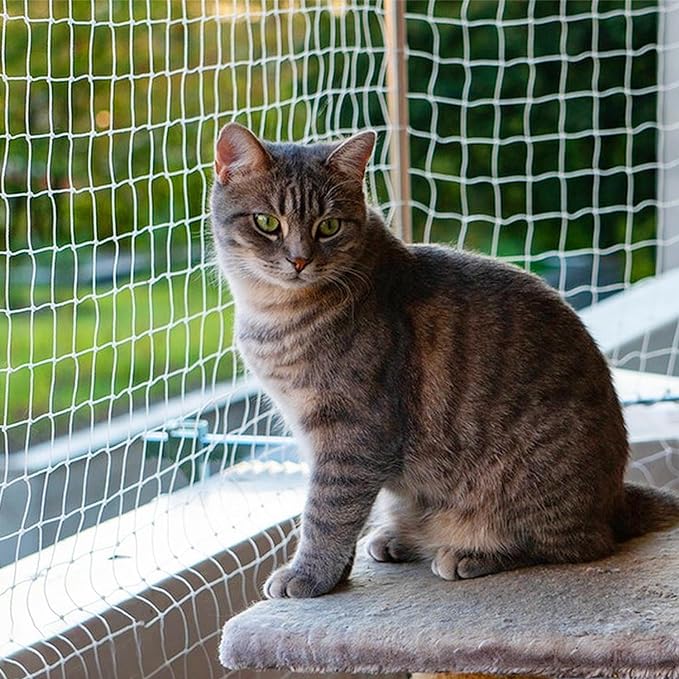 Cat Balcony Net Cat Netting Balcony Rail Net Cat PET Balcony Anti Fall Netting Cat Fence Nets Transparent Nylon Pet Mesh Fence Anti Fall Netting for Balcony Window Stairs (10 * 33ft, White)