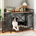 48 Inch Extra Large Furniture Dog Crate | COZPAW Heavy Duty Wooden Indoor Dog Kennel with Caster Wheels | Decorative Pet House End Table | Caramel Brown