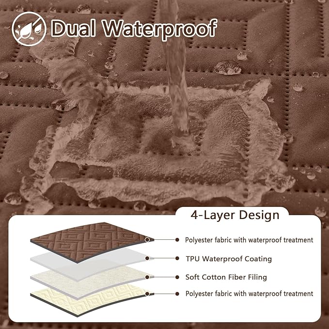 hyha Waterproof Dog Blanket, Soft Dog Bed Cover Pet Blankets, Waterproof Sofa Couch Cover for Dogs Washable, Reversible Pet Couch Covers for Sofa Furniture (40x80 Inch, Brown/Beige)