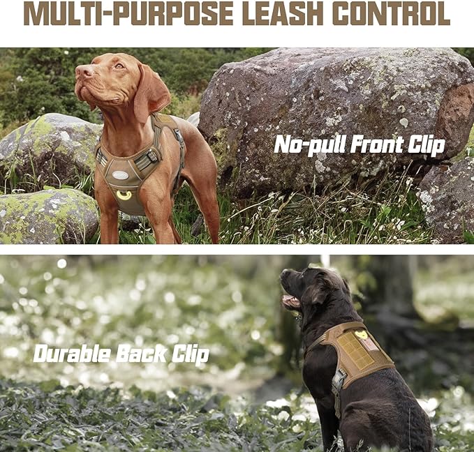 AUROTH Tactical Harness for Large Dogs No Pull Adjustable Pet Harness Reflective K9 Working Training Easy Control Military Service Pet Vest Army Yellow XL