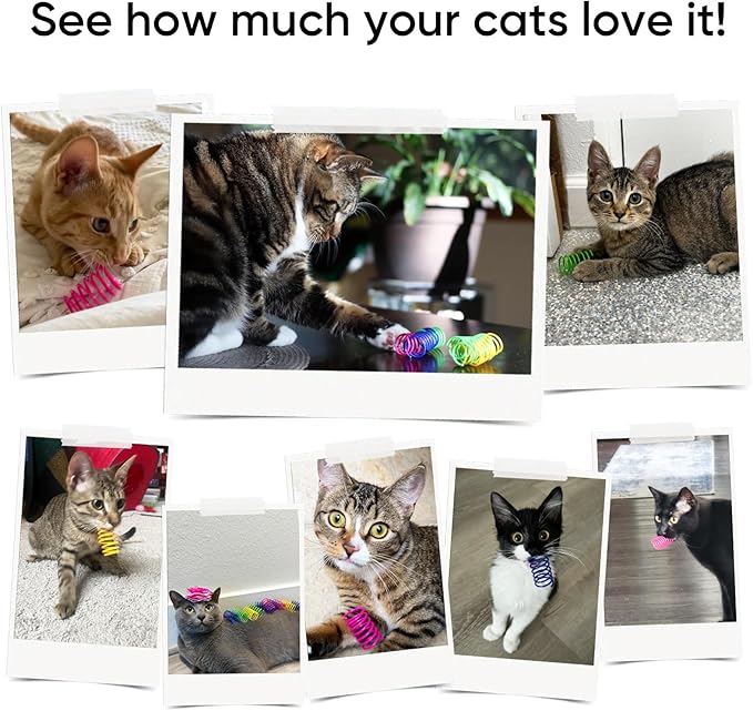 AGYM Cat Springs Toys 60 Packs for Indoor Cats,Colorful & Durable Plastic Spring Coils Attract Cats for Swatting Biting Hunting Interactive Cat Toys